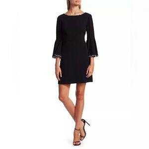 Trina Turk Bromely Sheath Dress Bell Sleeves Jeweled Women’s Black Size 8